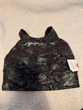 LULULEMON Bra Wunder Train Long Line Womens Size 2 Flourish Black iridescent